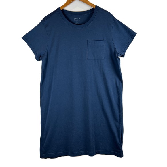 Pact Women's Pocket T-Shirt Dress Organic Cotton Relaxed Fit XL Blue - Picture 1 of 9